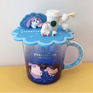 Starbucks Mid-Autumn Moon Rabbit Tasting Coffee Gradient Blue W/Crystal Handle S